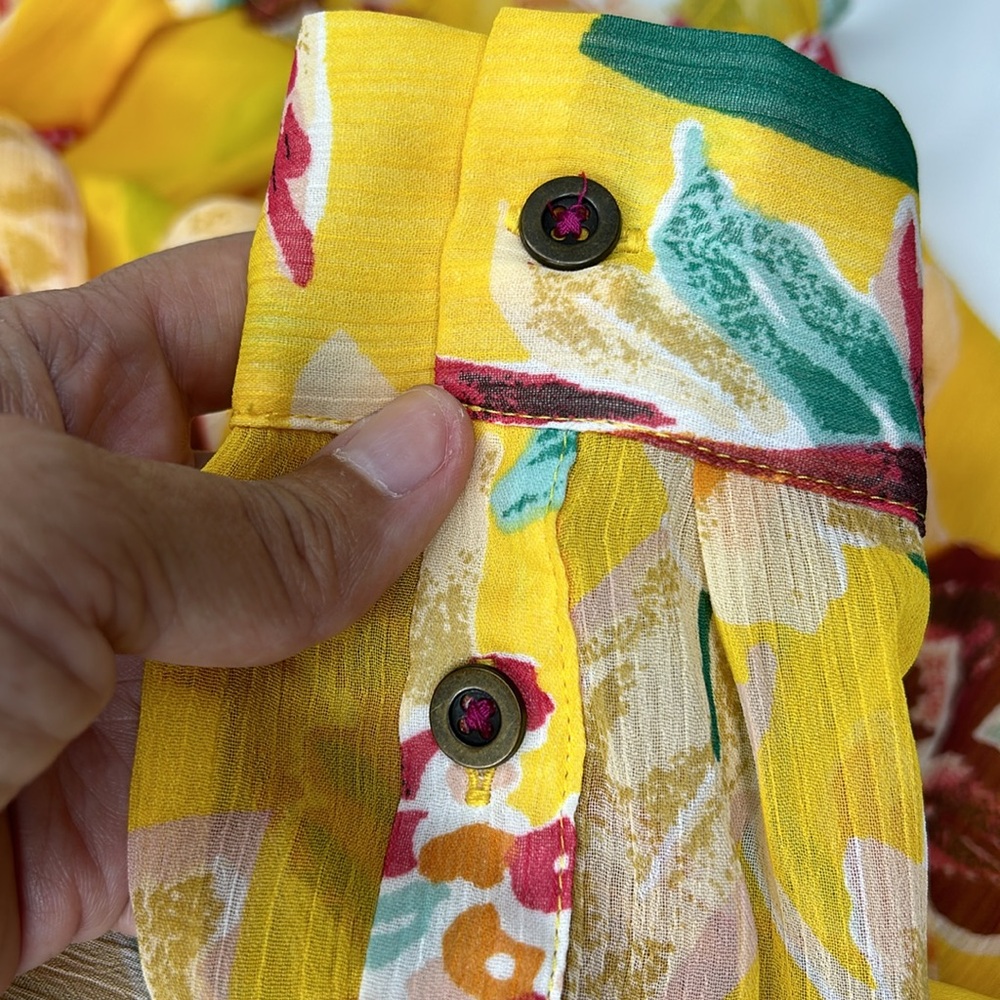 Anthropologie Yellow Floral Button-Up Blouse - Picture 14 of 15